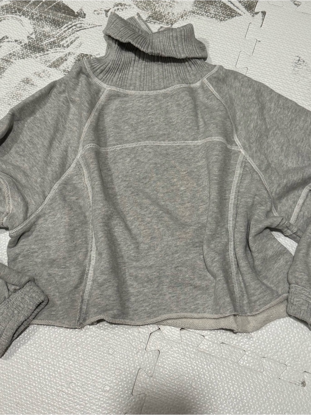 aerie Heather Gray Cropped Turtleneck Sweatshirt
